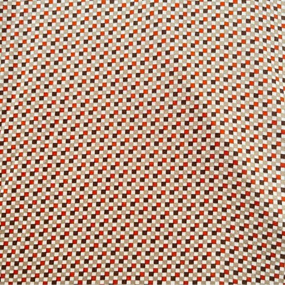 Bobby Chan Tan Orange Geometric Pattern Silk Cotton Blend Golf Polo Shirt - Picture 3 of 7